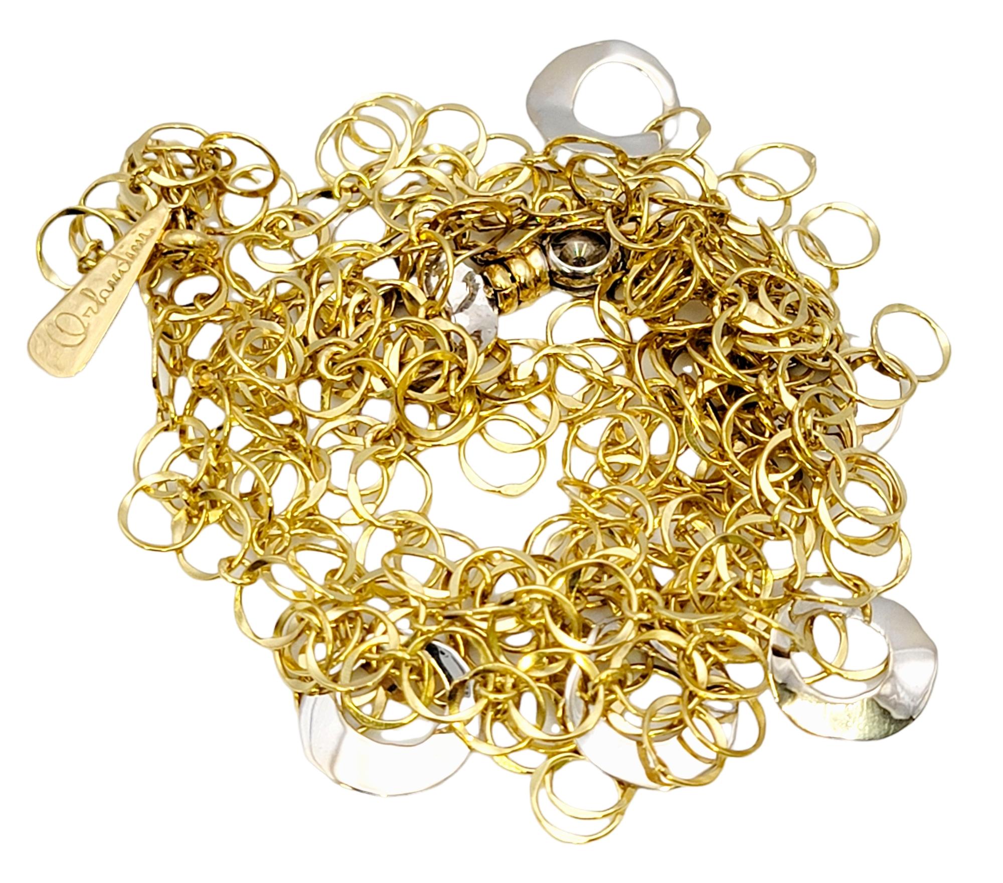 Orlando Orlandini Scintille Interlocking Two Tone Circle Necklace with Diamond For Sale 2