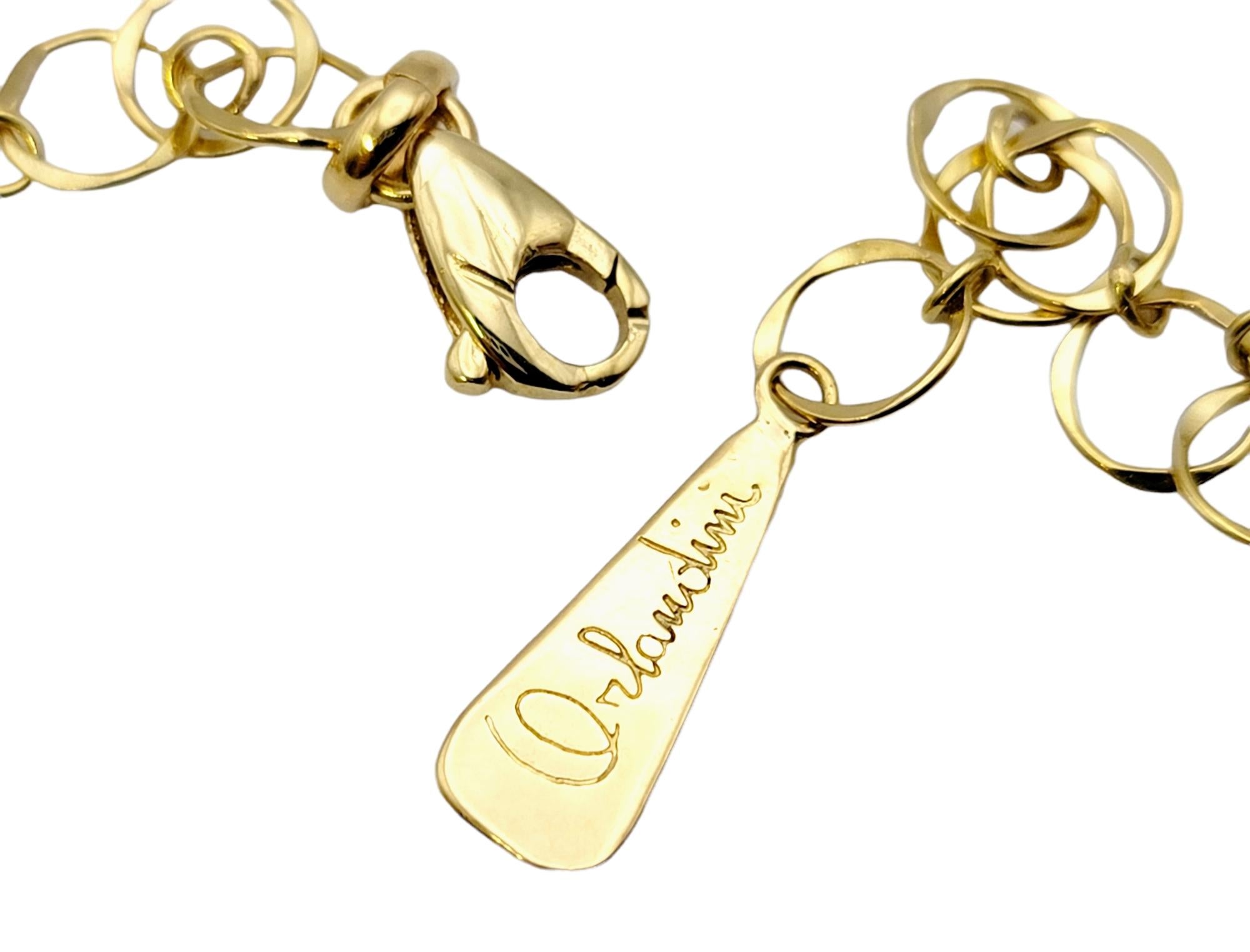 Orlando Orlandini Scintille Interlocking Two Tone Circle Necklace with Diamond For Sale 4
