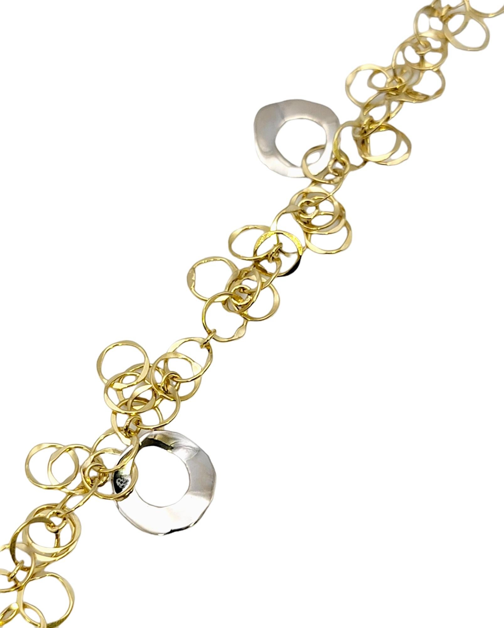 Round Cut Orlando Orlandini Scintille Interlocking Two Tone Circle Necklace with Diamond For Sale