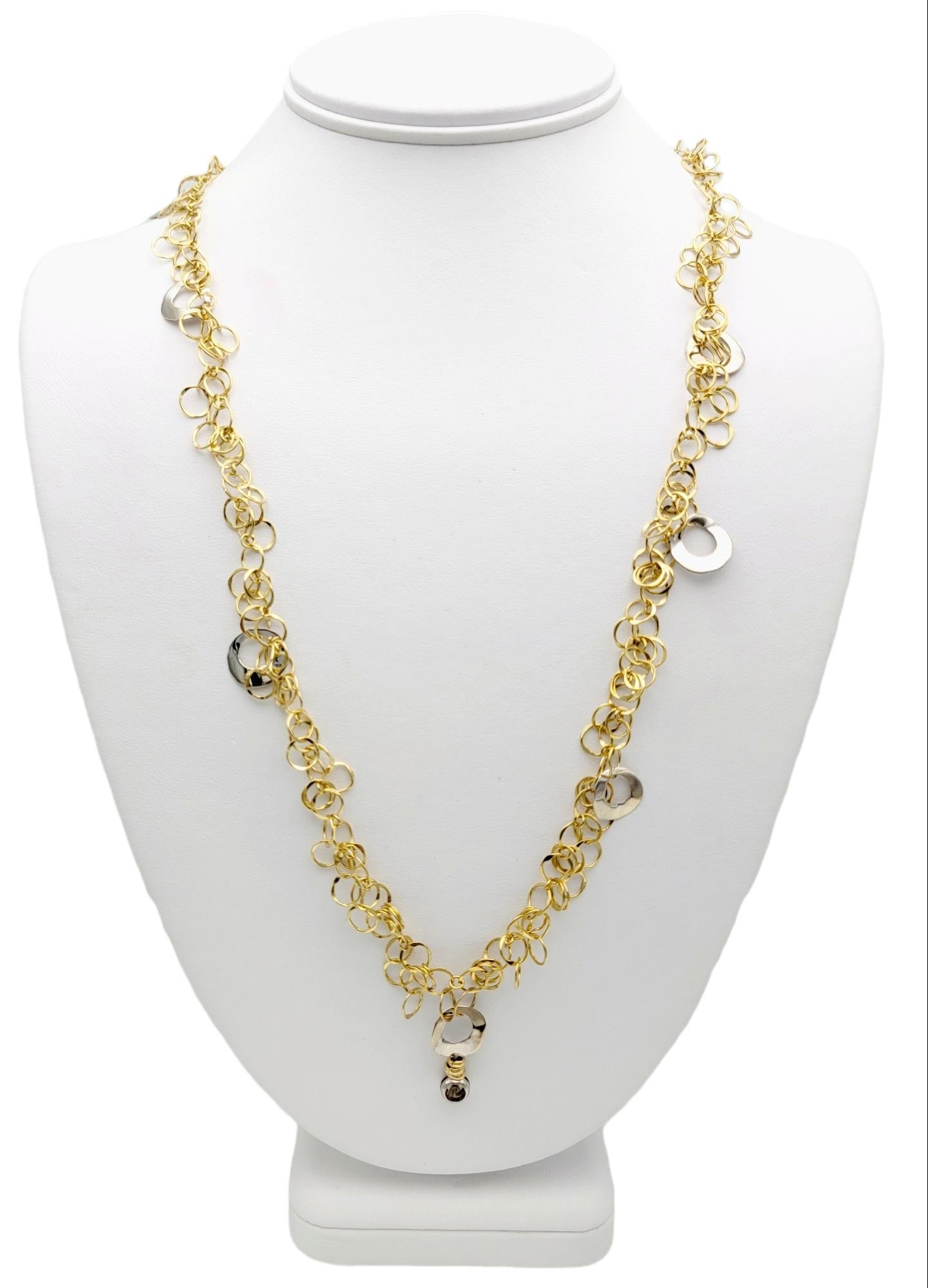 Women's Orlando Orlandini Scintille Interlocking Two Tone Circle Necklace with Diamond For Sale