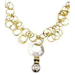 Orlando Orlandini Scintille Interlocking Two Tone Circle Necklace with Diamond