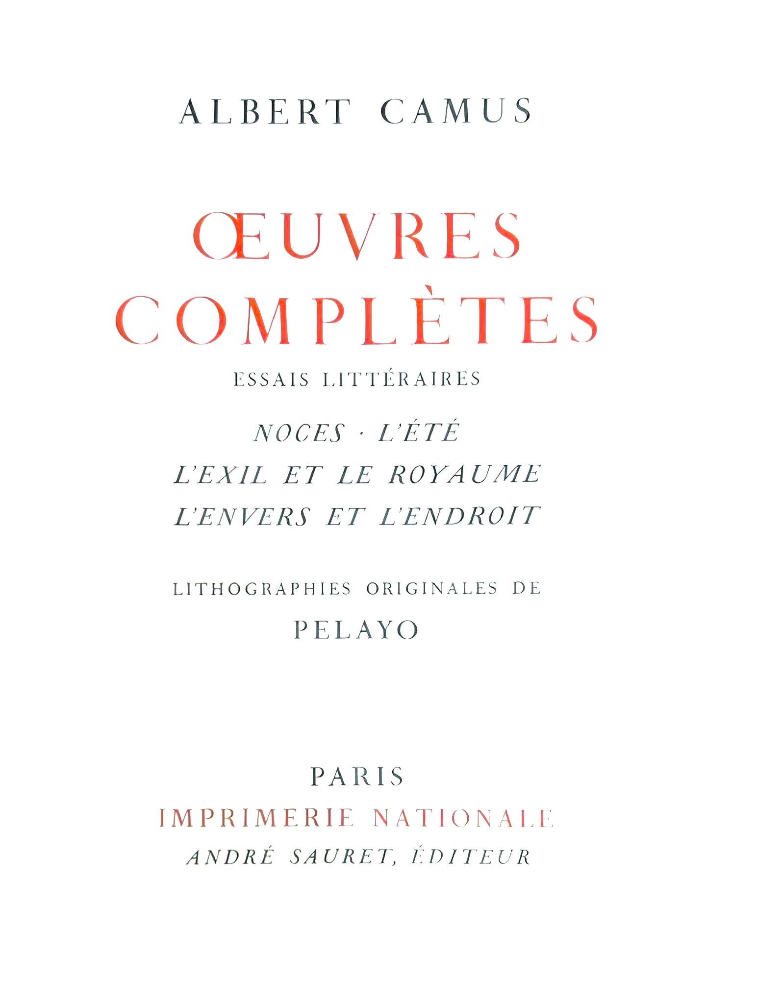 Orlando Pelayo, Untitled, from Albert Camus, oeuvres completes, 1962 For Sale 4