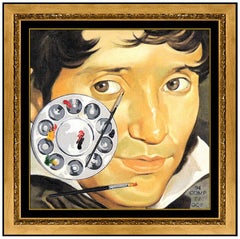 Orlando Quevedo Original Oil Painting On Canvas Signed Self Portrait Surreal Art