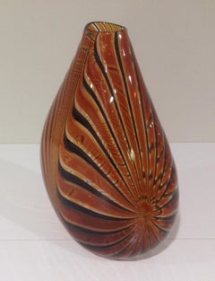 Orlando Zennaro Signed Spiral Decoration Murano Art Glass Vase
