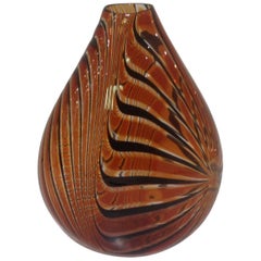 Vintage Orlando Zennaro Signed Spiral Decoration Murano Art Glass Vase