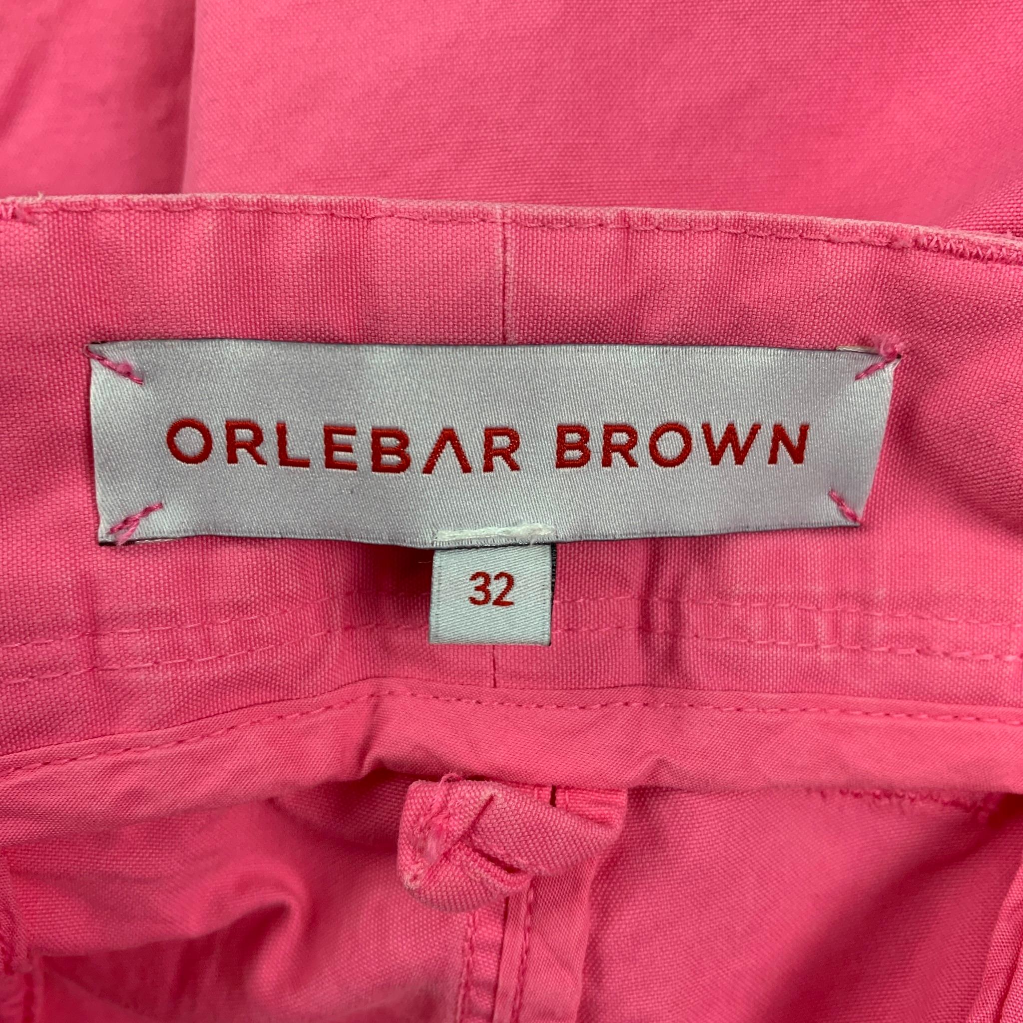 Men's ORLEBAR BROWN Size 32 Pink Cotton Zip Dress Pants