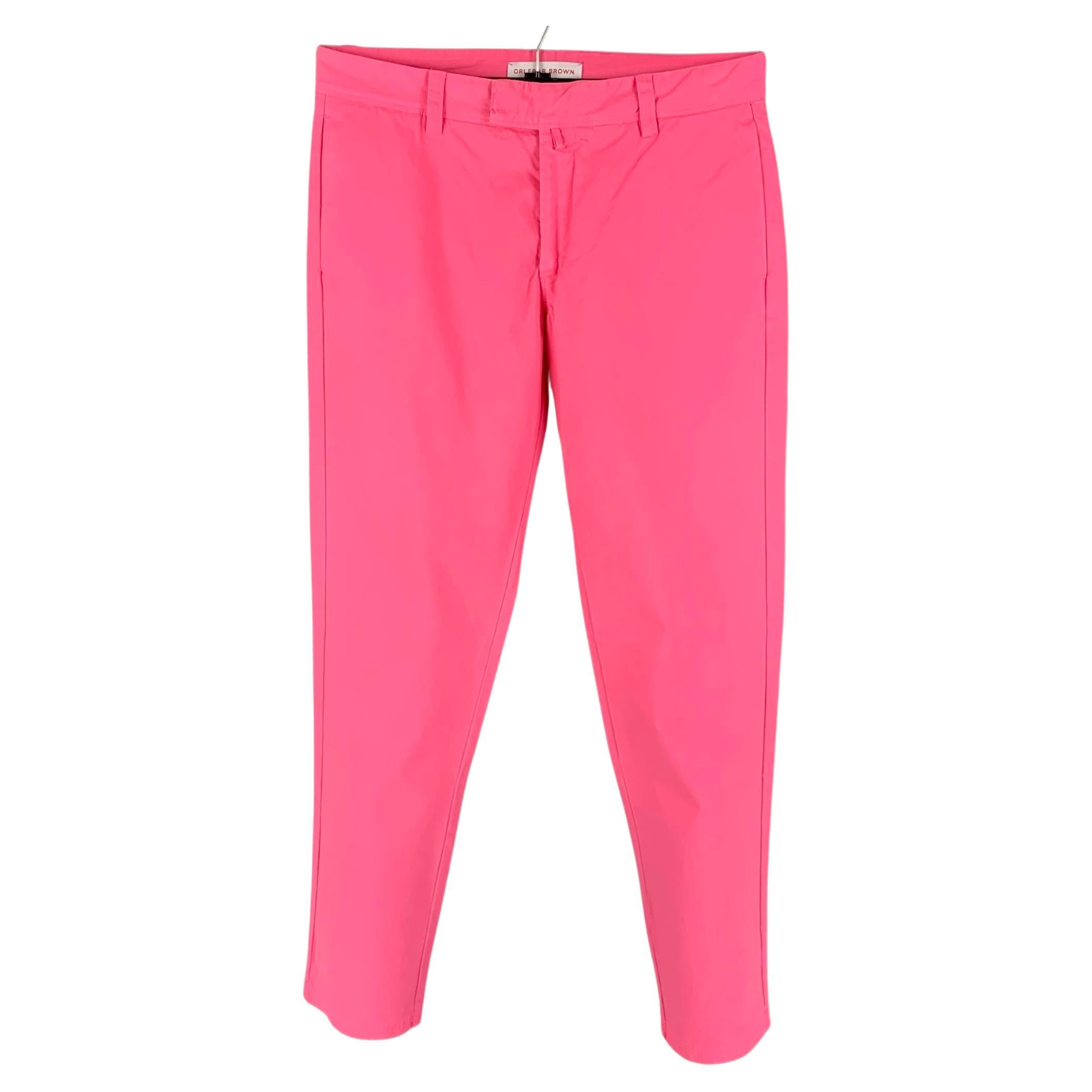 ORLEBAR BROWN Size 32 Pink Cotton Zip Dress Pants