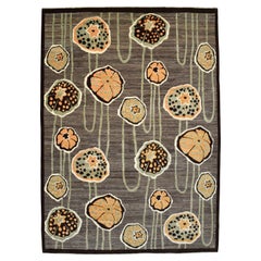 Orley Shabahang Tappeto persiano in lana Art Deco, annodato a mano, verde, marrone, 6' x 9'