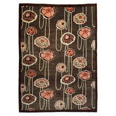 Orley Shabahang, Tappeto persiano in lana Art Deco, rosa, verde, crema, marrone, 10' x 14'
