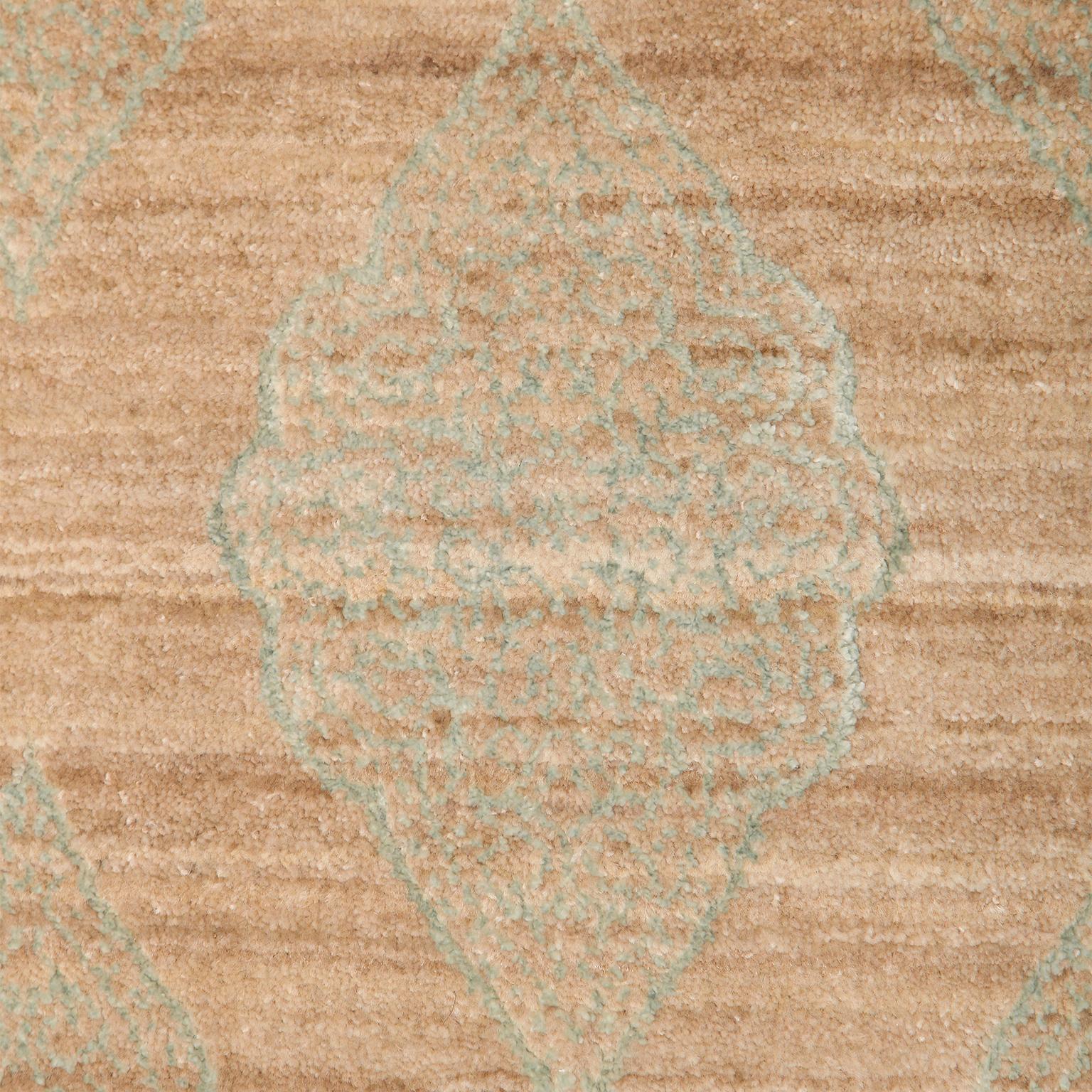 Hand-Crafted Art Deco Persian Rug, Wool and Silk, Brown, Taupe, and Cream,  6' x 9' For Sale
