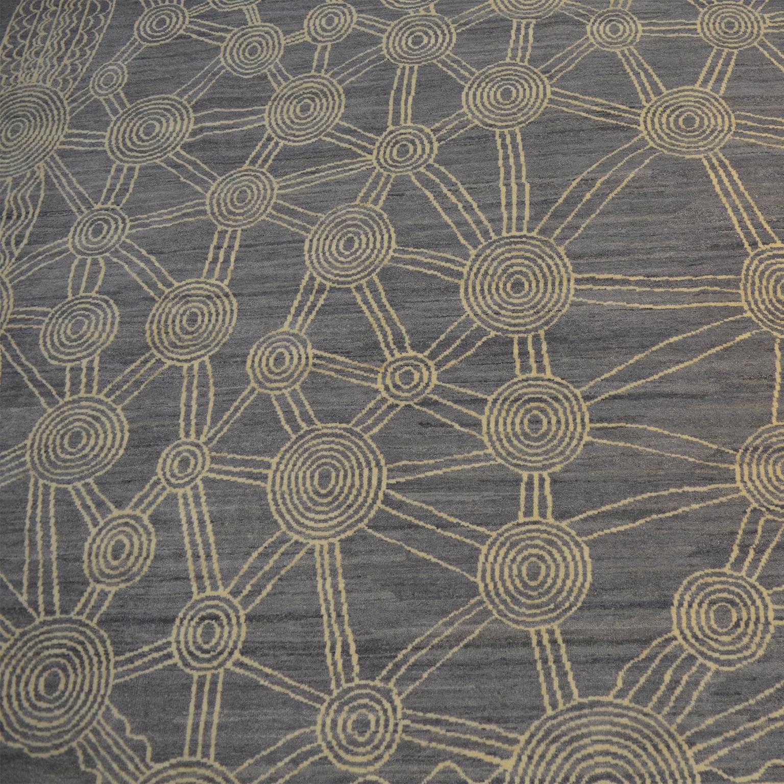 Awaken into your dreams with this gray and cream contemporary 8' x 10' Persian rug by Orley Shabahang, titled 