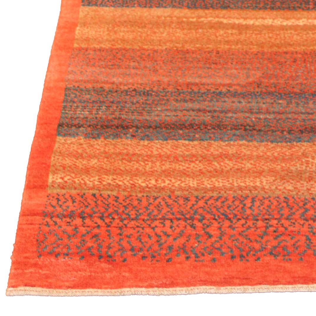 Vegetable Dyed Orley Shabahang Signature “Color Bands” Carpet in Pure Wool and Organic Dyes
