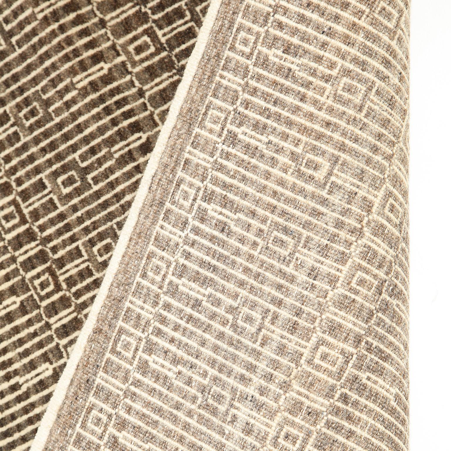 Handgeknüpfter zeitgenössischer Perserteppich aus Wolle, Creme und Naturgrau, 6' x 9' im Angebot 1