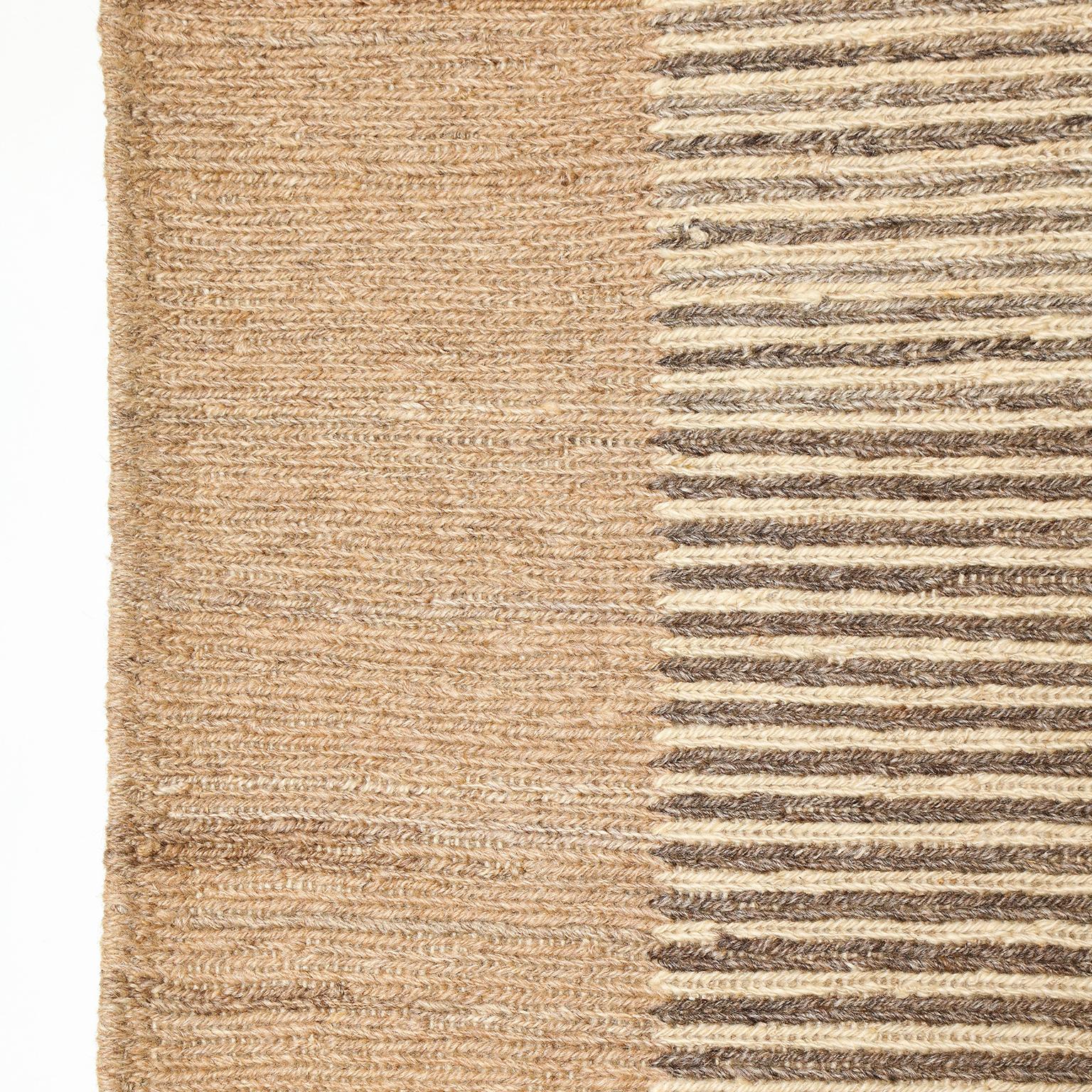 Organic Modern Wool Persian Flat-Weave Rug, Neutral, Orley Shabahang, 5' x 7' In New Condition For Sale In New York, NY