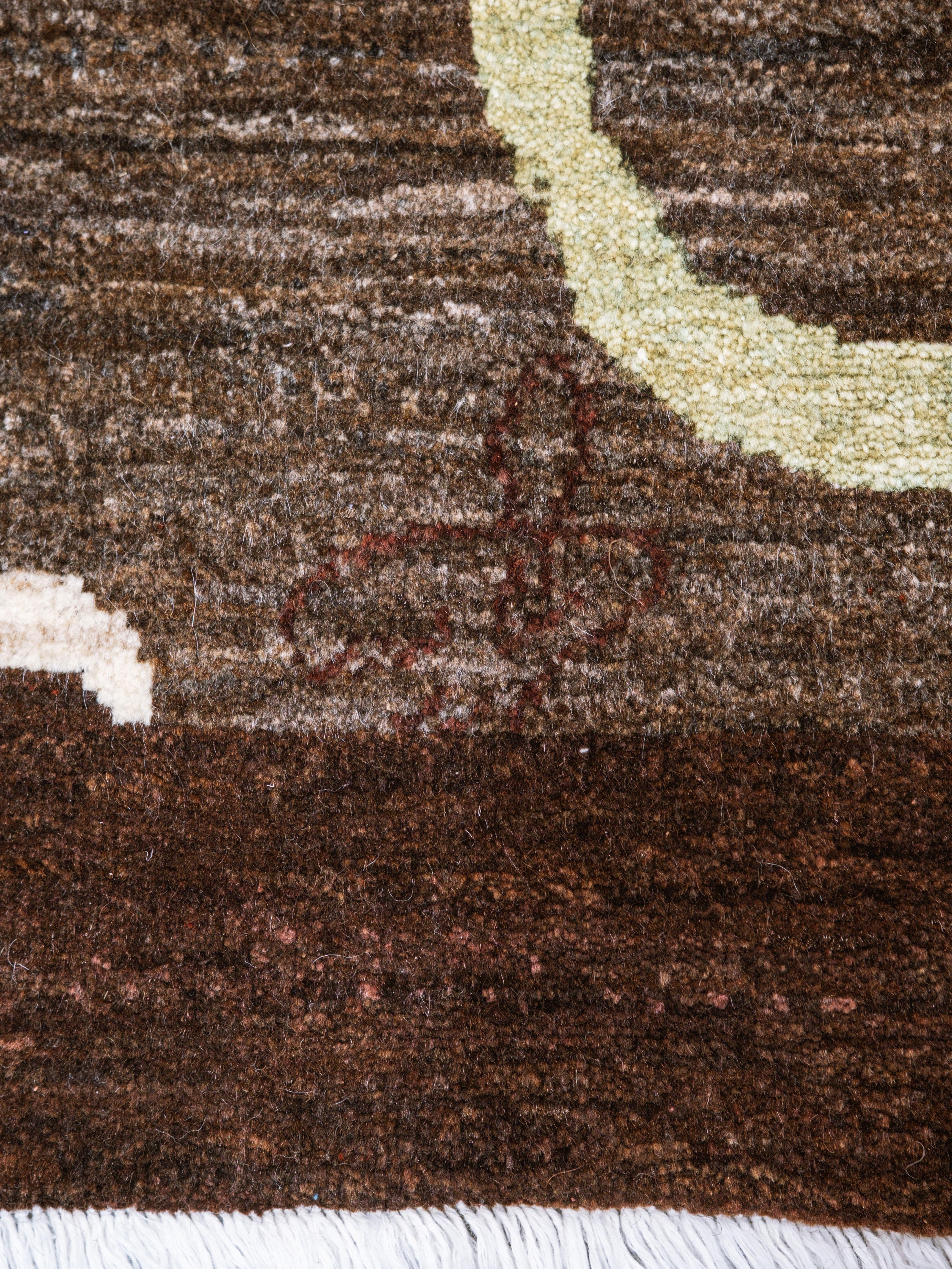 XXIe siècle et contemporain Orley Shabahang, tapis persan en laine de style Art déco, rose, vert, crème, Brown, 10' x 14' en vente