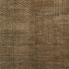 Hand-Knotted Art Deco Persian Rug in Brown Wool and Silk, 6' x 9'