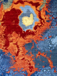 Modern Persian Rug in Blue and Red Wool, 9' x 12'