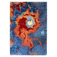 Orley Shabahang "Magma" Contemporary Persian Rug in Blue and Red