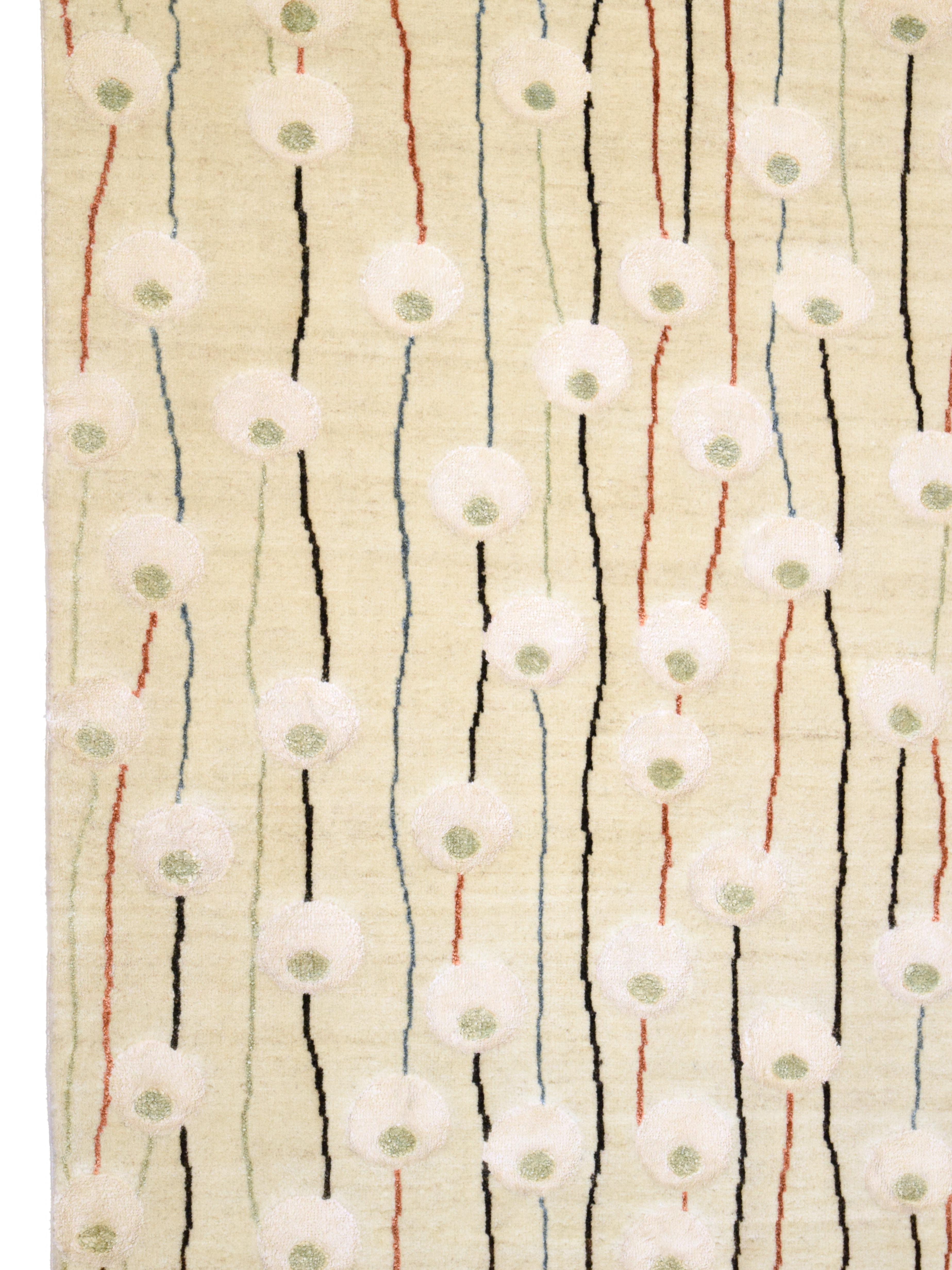 Orley Shabahang „Poppies“ Art Deco Persischer Teppich, Wolle, handgeknüpft, 9' x 12' (Pflanzlich gefärbt) im Angebot