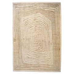 Orley Shabahang "Rabbit Hole" Tapis persan contemporain en laine, neutre, 9' x 12'