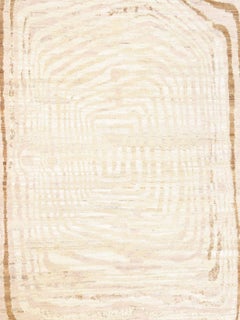 Orley Shabahang Cream and Brown Wool Contemporary Persian Rug, 8' x 10'