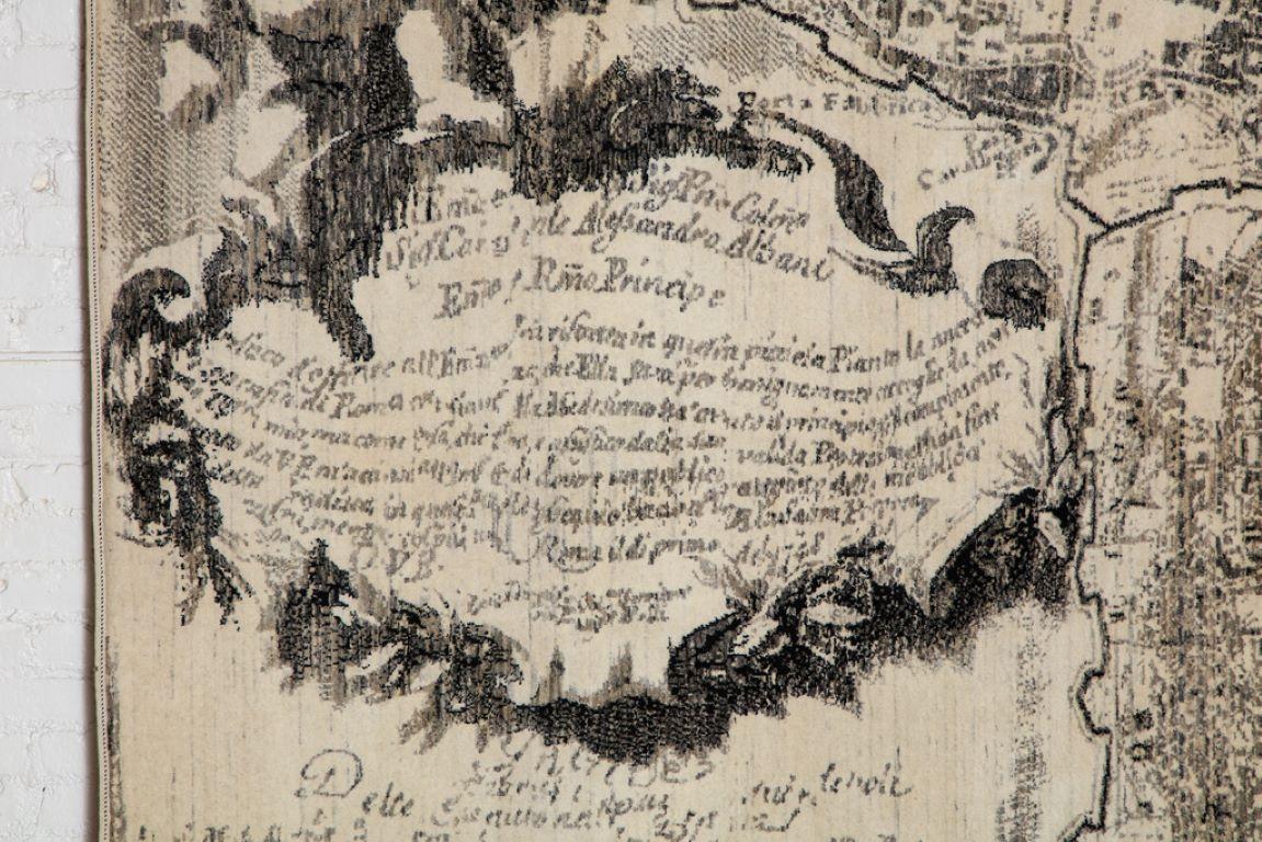 Moderner persischer Teppich „Rome“ aus handgeknüpfter, weißer und schwarzer Wolle, 12' x 18' (21. Jahrhundert und zeitgenössisch) im Angebot