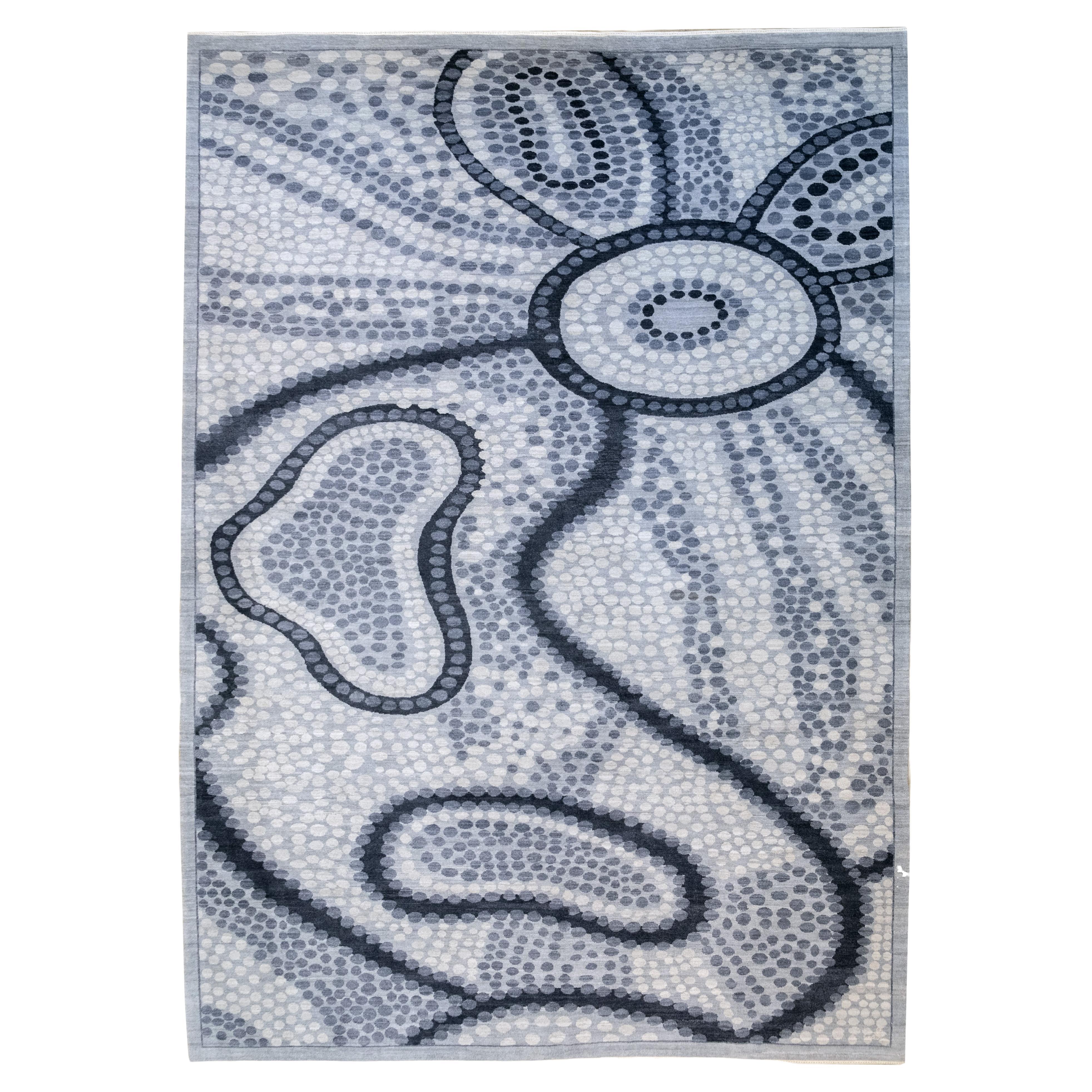 Gray on Grey Contemporary Wool Persian Carpet, 9' x 12'