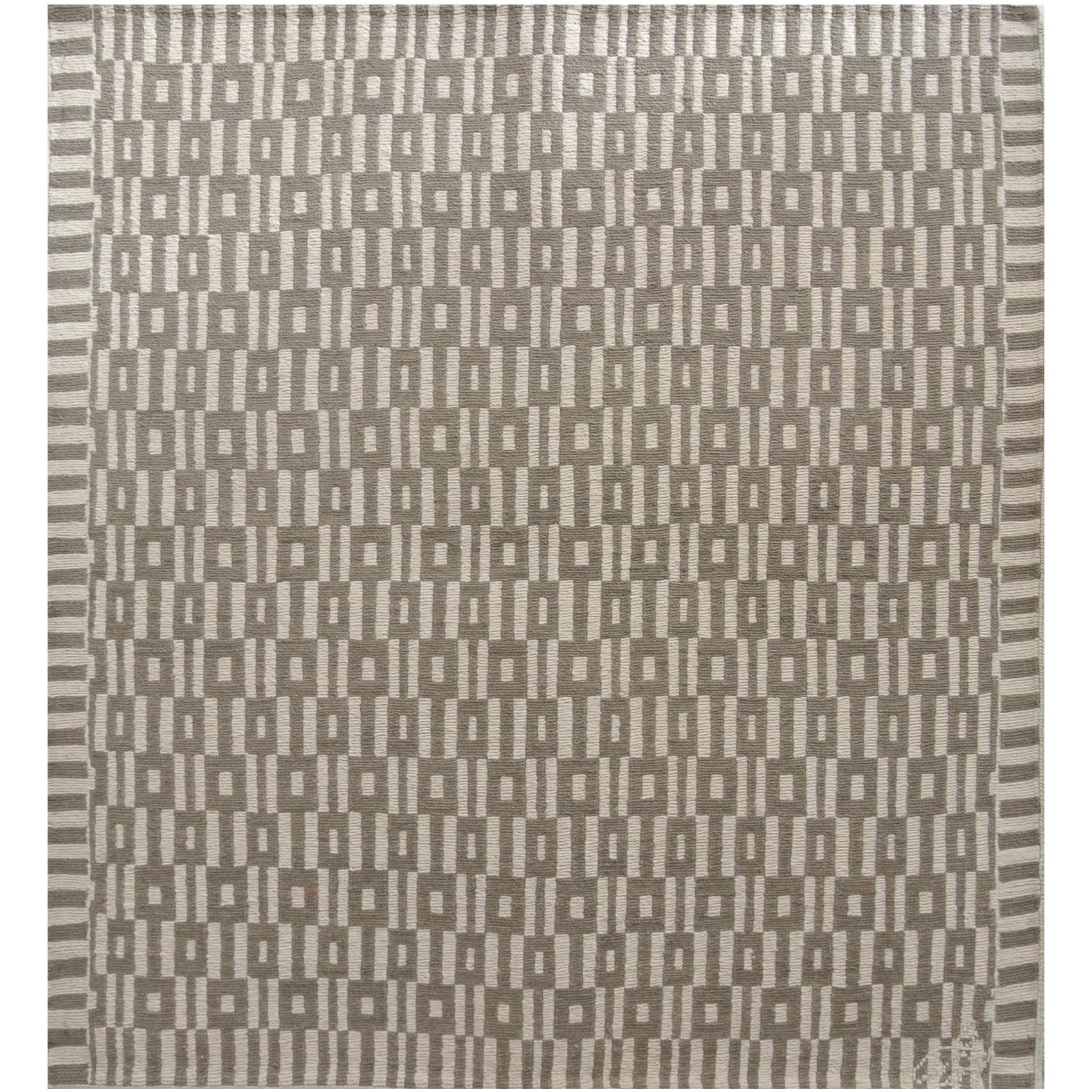 Orley Shabahang "Windows" Wool Persian Carpet, Gray and Cream, 3' x 4'