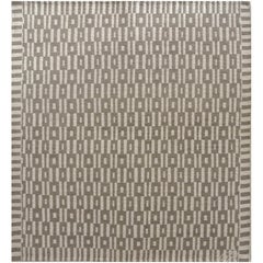 Mid-Century Modern Hand-Knotted Wool Persian Carpet, Gray and Cream, 3' x 4'