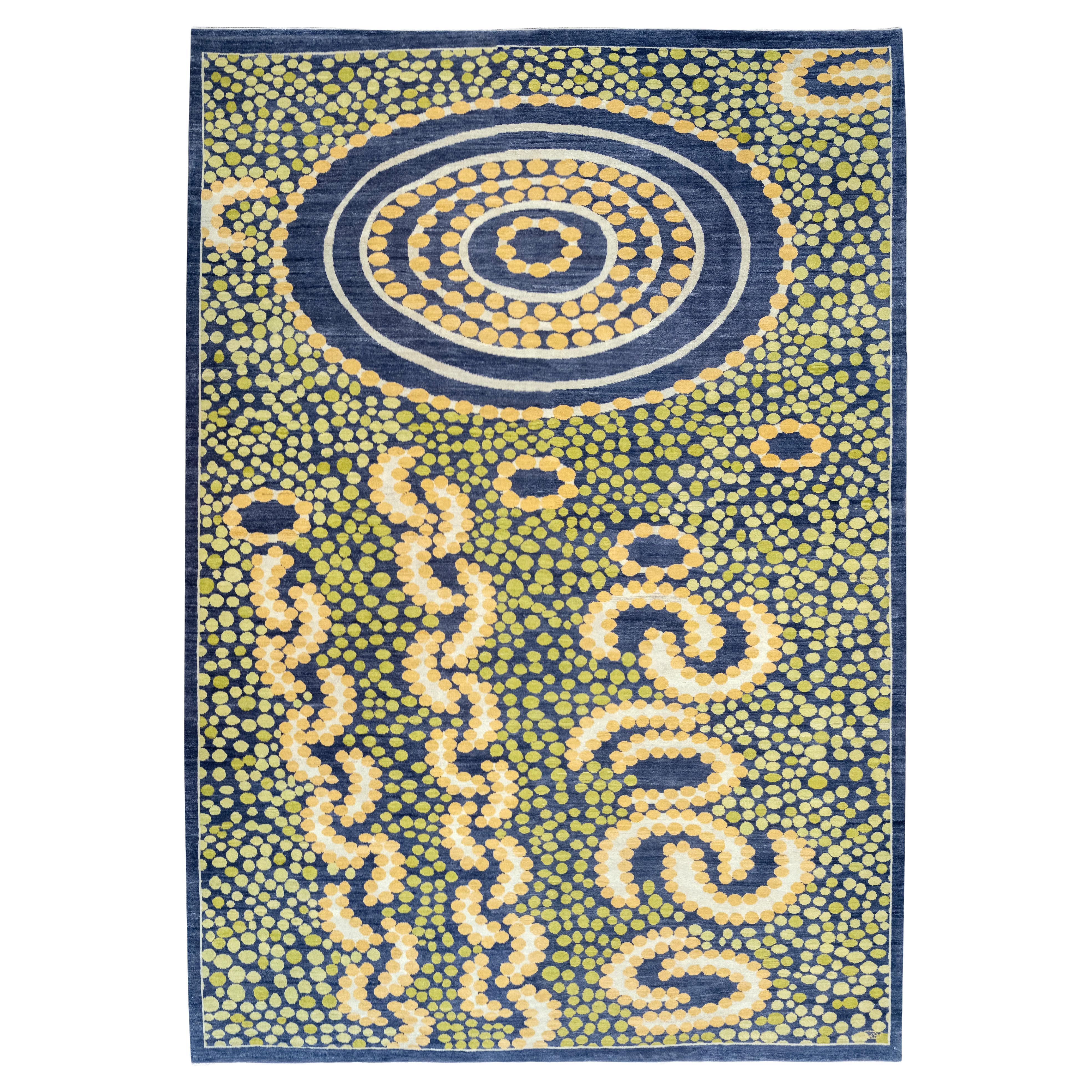 Orley Shabahang Gold auf Grau Zeitgenössischer Perserteppich, Wolle, 8' x 10' im Angebot