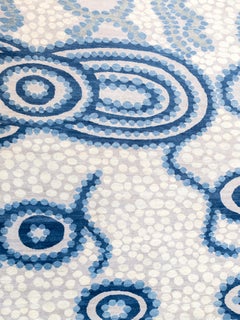 Blue and Cream Wool Modern Persian Carpet, Hand-Knotted, 8' x 10'