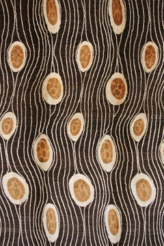 Art Deco Wool and Silk Contemporary Persian Rug, Brown, Cream, and Gold, 5' x 7'