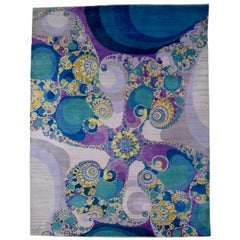 Tapis persan en laine The Moderns, violet et bleu, 8' x 10'.