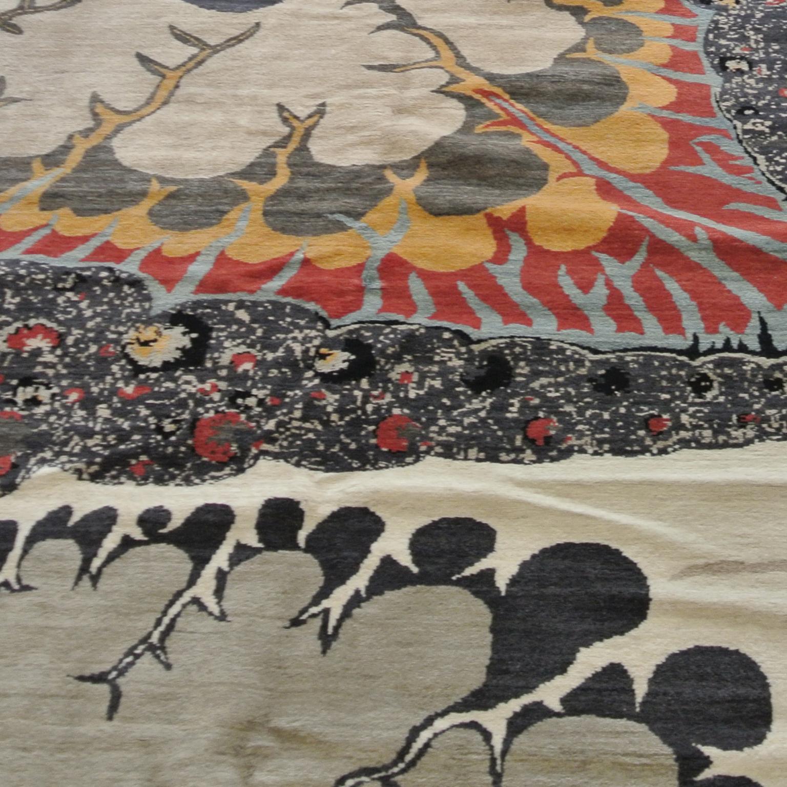Modern Orley Shabahang Signature “Synergy” Carpet in Pure Handspun Wool, Organic Dyes