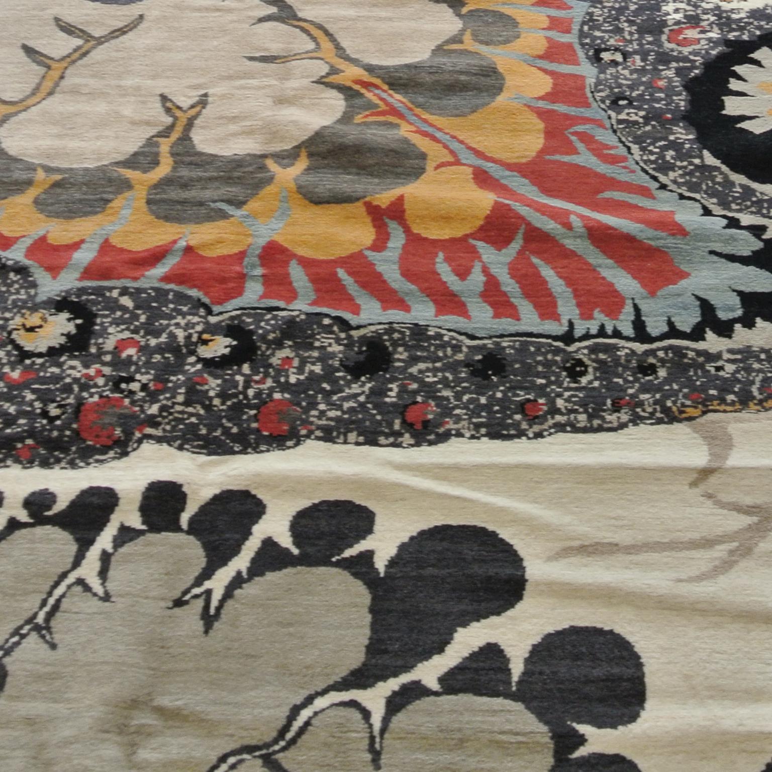 Vegetable Dyed Orley Shabahang Signature “Synergy” Carpet in Pure Handspun Wool, Organic Dyes