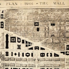 Modern Hand-Knotted Wool Area Rug “Washington” National Mall Map Design, 9x12