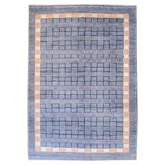 Orley Shabahang’s “Ionic Gabbeh” Geometric Shag Carpet in Gray & Cream