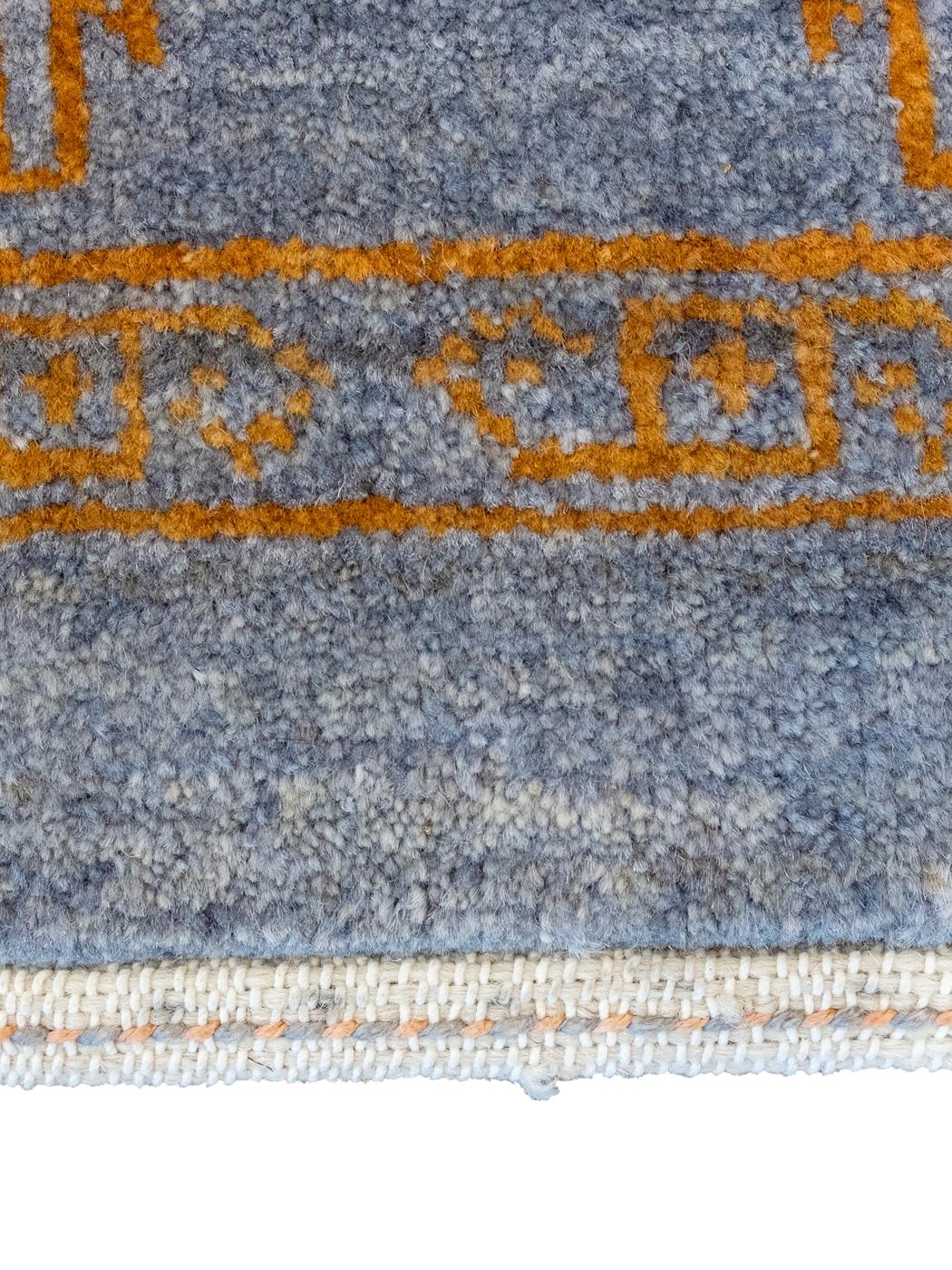 Orley Shabahang, Orange and Gray Contemporary Peacock Carpet, Wool, 9' x 12' In New Condition For Sale In New York, NY