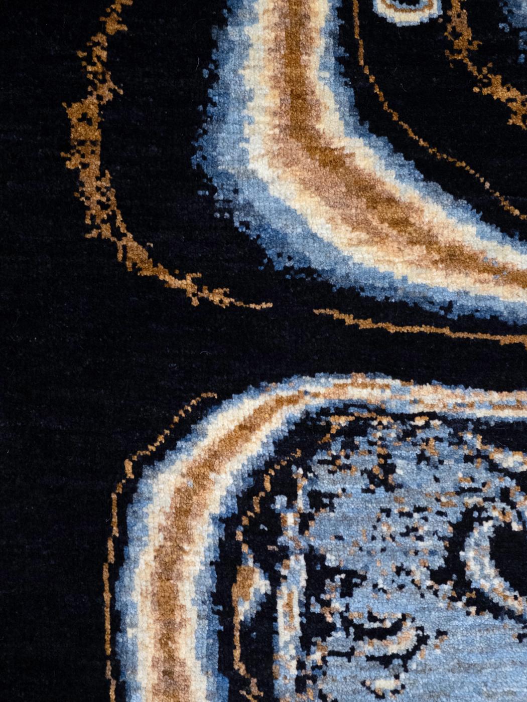 Orley Shabahang’s “Nebula” Contemporary Carpet in Indigo, Gold, and Cream In New Condition For Sale In New York, NY