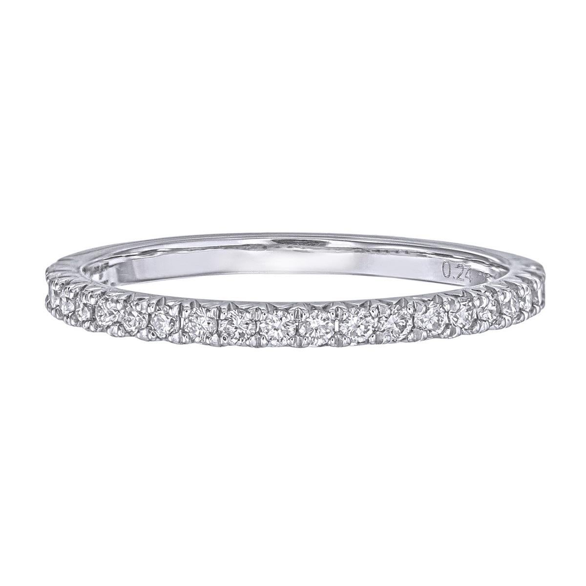 Contemporary Orloff of Denmark, 0.24 ct Half-Band Diamond Ring in 18 Karat White Gold For Sale
