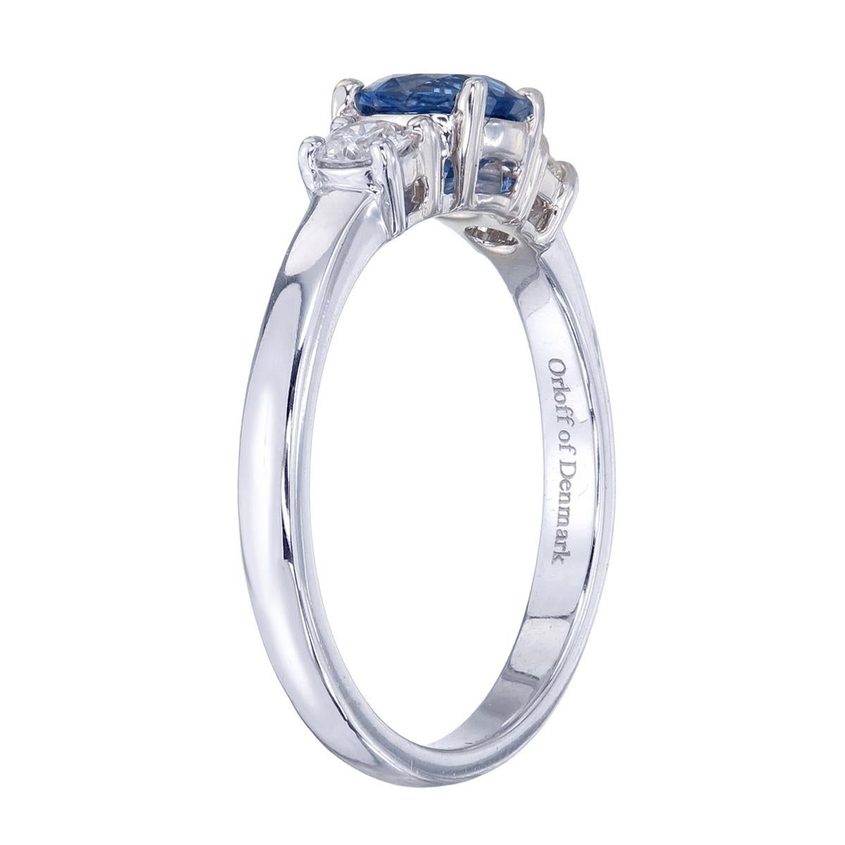 Contemporary Orloff of Denmark, 0.74 ct Cornflower Blue Sapphire Ring set in 14K White Gold For Sale