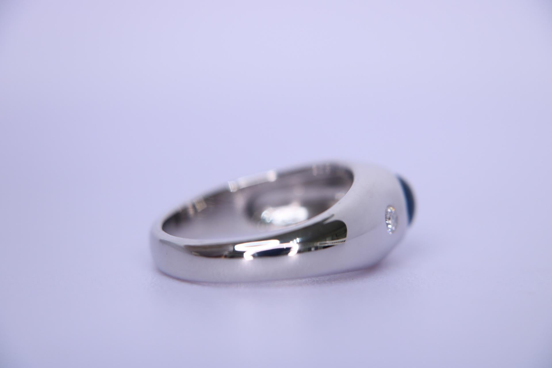 Orloff of Denmark, 1 ct Blue Sapphire Diamond Silver Ring In New Condition For Sale In Hua Hin, TH