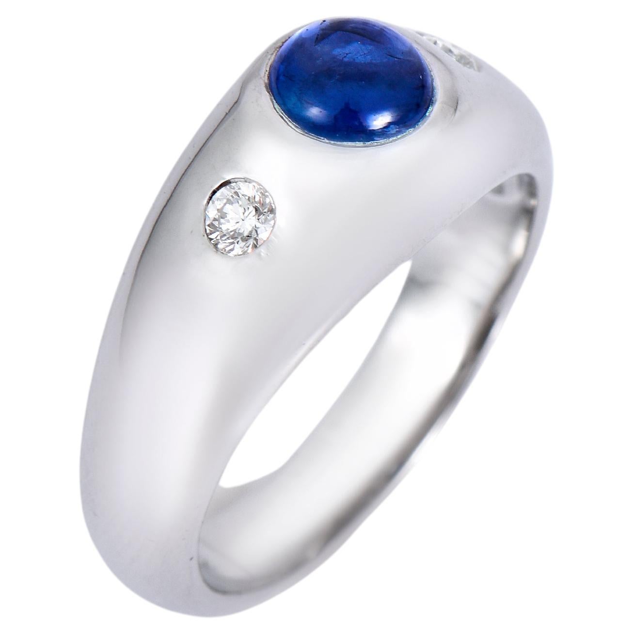 Orloff of Denmark, 1 ct Blue Sapphire Diamond Silver Ring For Sale