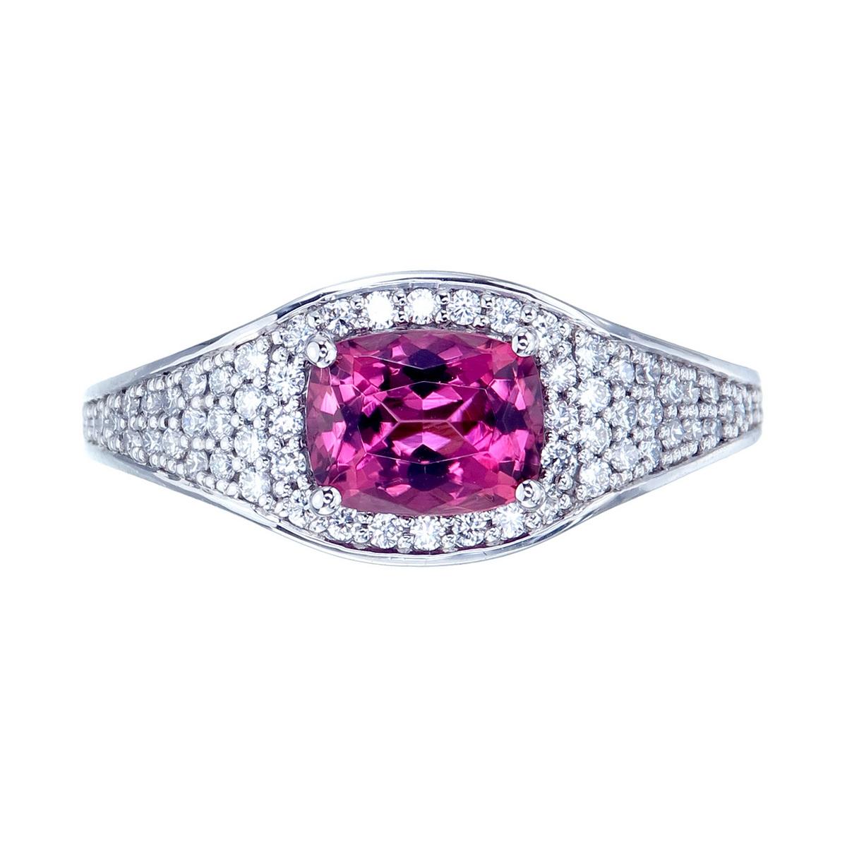 Contemporary Orloff of Denmark, GIA - 1.00 ct Vivid Pink Tourmaline Ring set in 950 Platinum For Sale