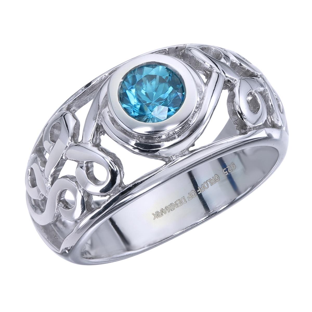 Orloff of Denmark; 1.20 carat Ocean Blue Zircon set in a Solitaire 925 Sterling Silver Ring.

Featured on this peace is a natural blue zircon mined in Ratanakiri, Cambodia and later re-cut in Bangkok, Thailand.
The unique blue of the zircon