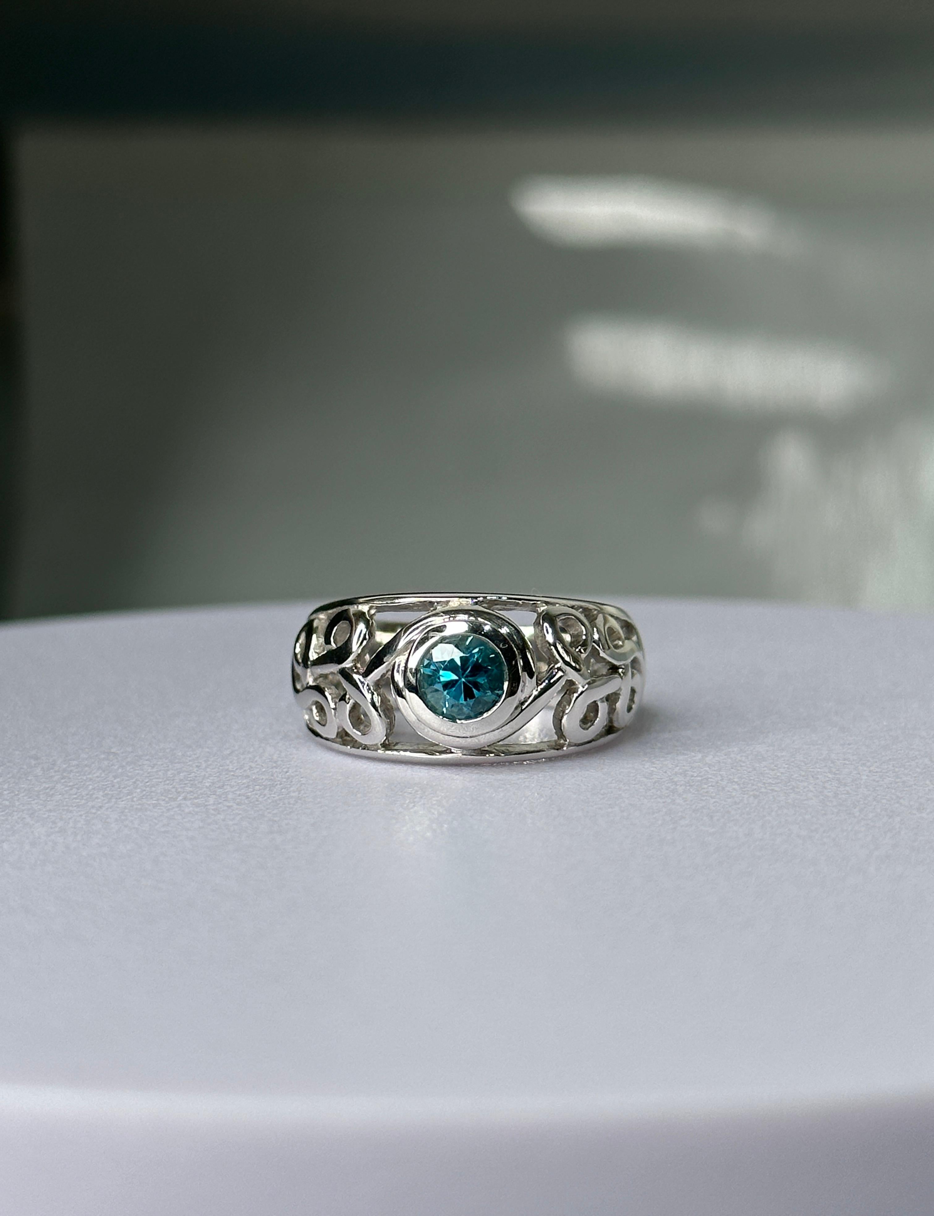 Contemporary Orloff of Denmark, 1.20 ct Ocean Blue Zircon Ring in 925 Sterling Silver For Sale