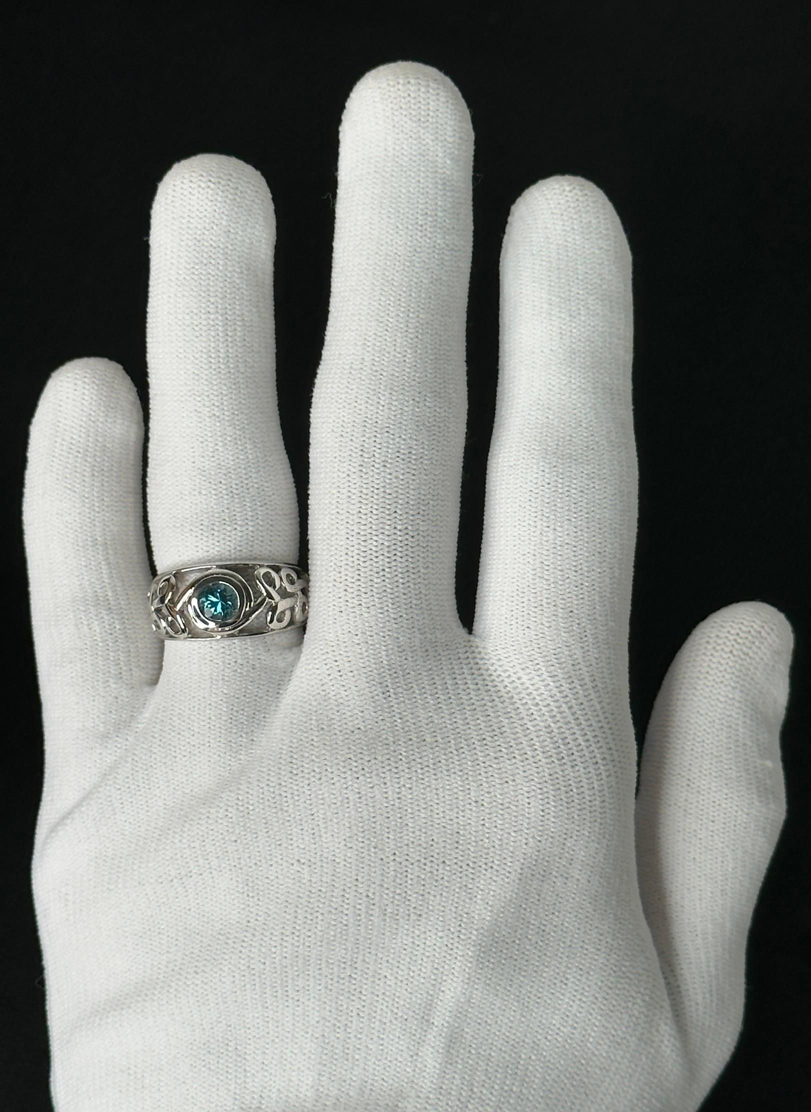Women's or Men's Orloff of Denmark, 1.20 ct Ocean Blue Zircon Ring in 925 Sterling Silver For Sale