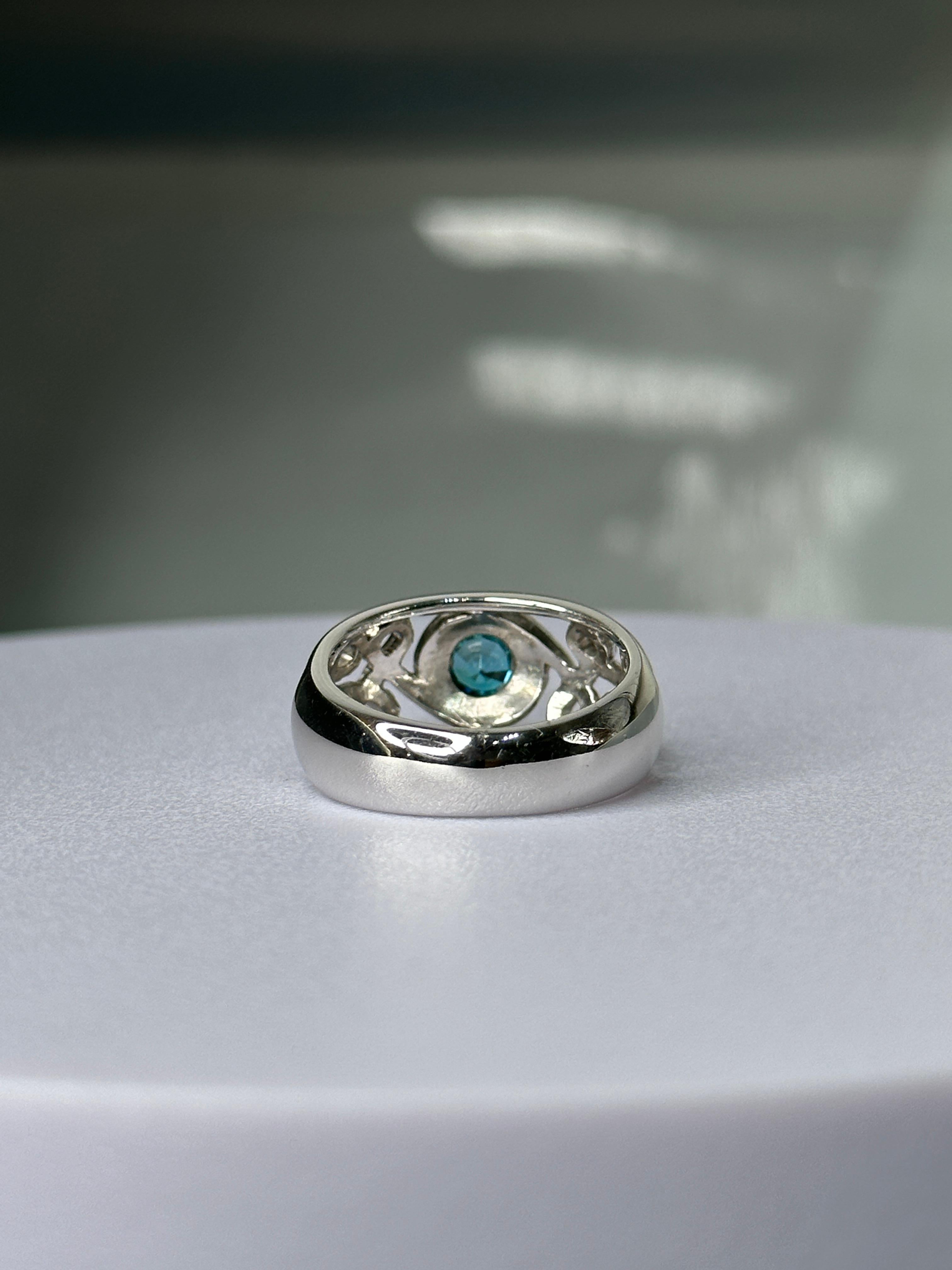 Women's or Men's Orloff of Denmark, 1.15 ct Ocean Blue Zircon Ring in 925 Sterling Silver For Sale