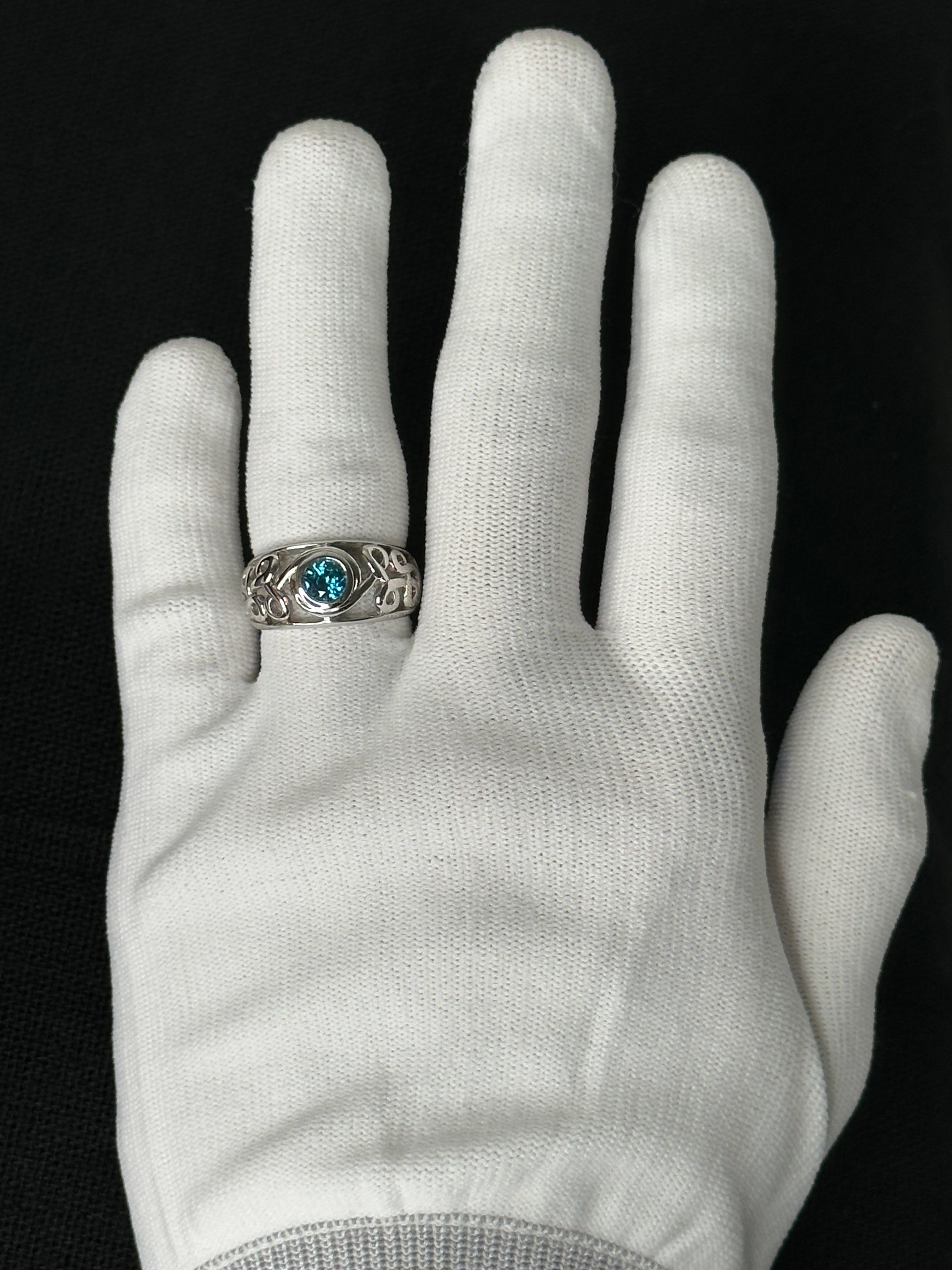 Orloff of Denmark, 1.15 ct Ocean Blue Zircon Ring in 925 Sterling Silver For Sale 1