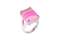 Orloff of Denmark, 12 carat Pink Agate Ring in 925 Sterling Silver